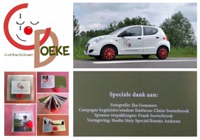 contactclown Doeke, Clown in de zorg, belevingsclown, Doeke-Box-Campagne